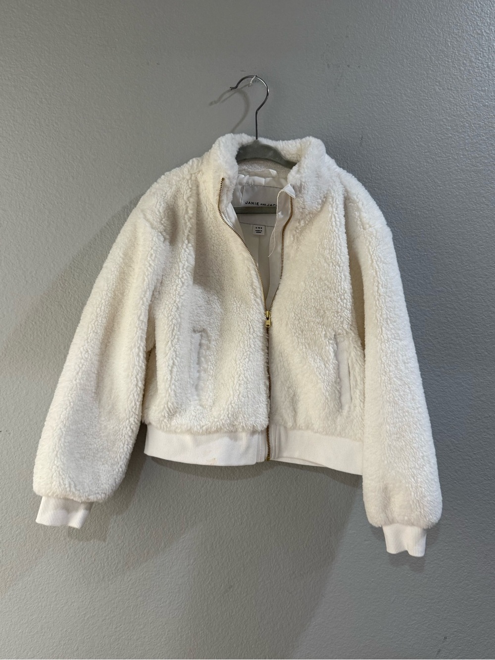 Janie and Jack Cream Sherpa Zip Jacket